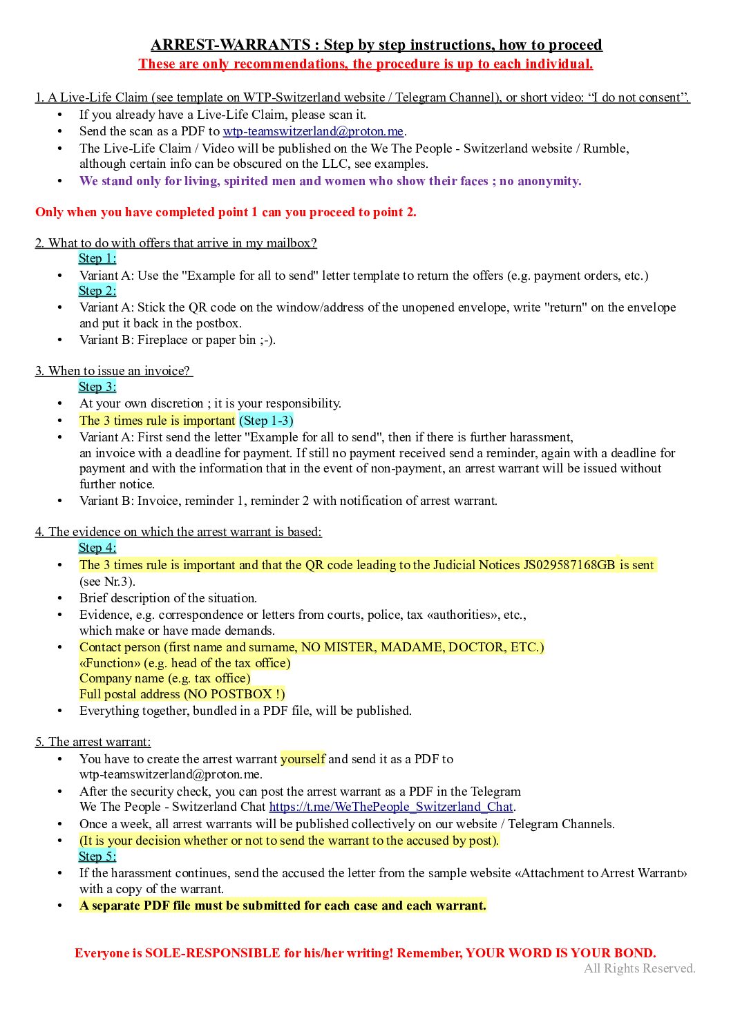 Step by step instructions