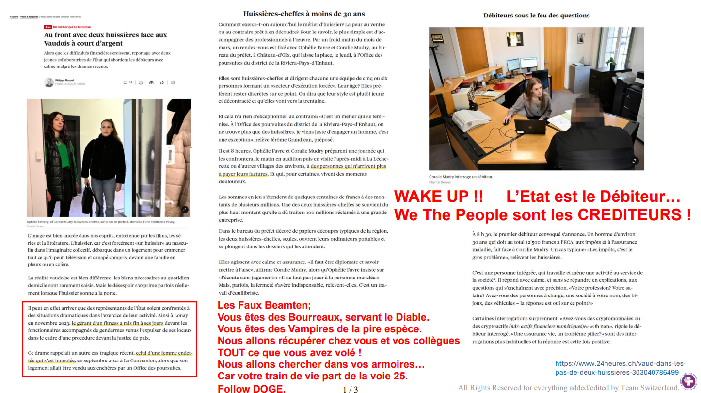 Office de Poursuite ; We The People sont les CREDITEURS !