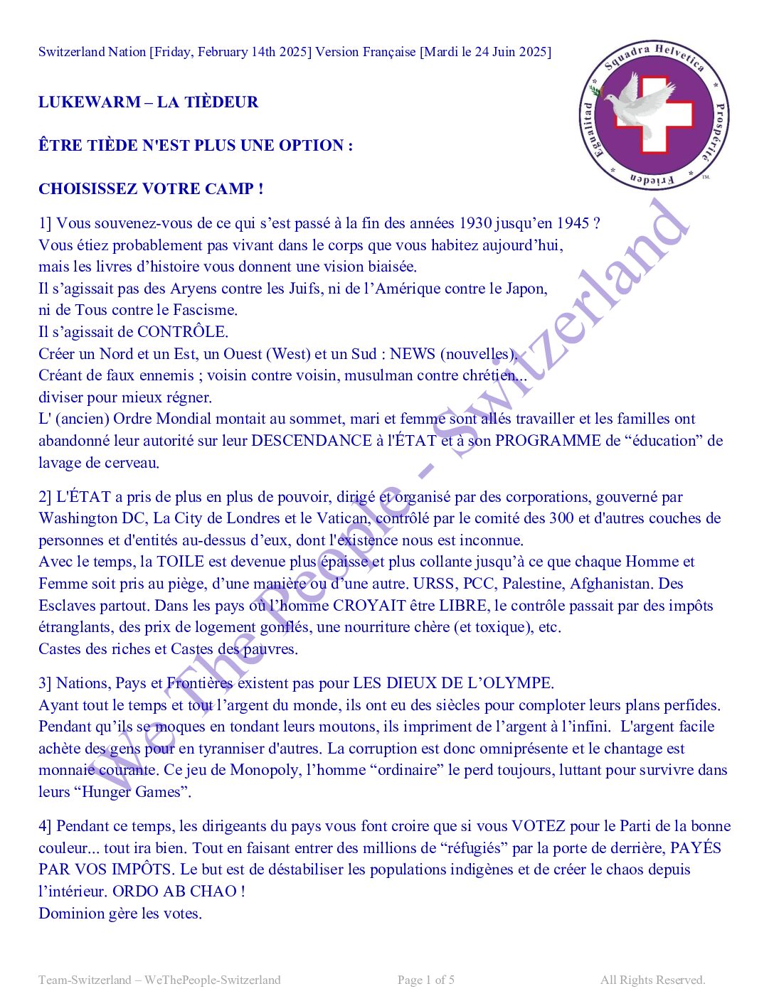 Lukewarm - La Tièdeur - Français