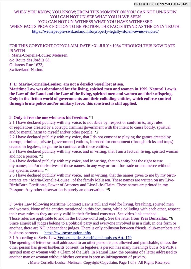 Letter to Grégoire BOVET Page 1