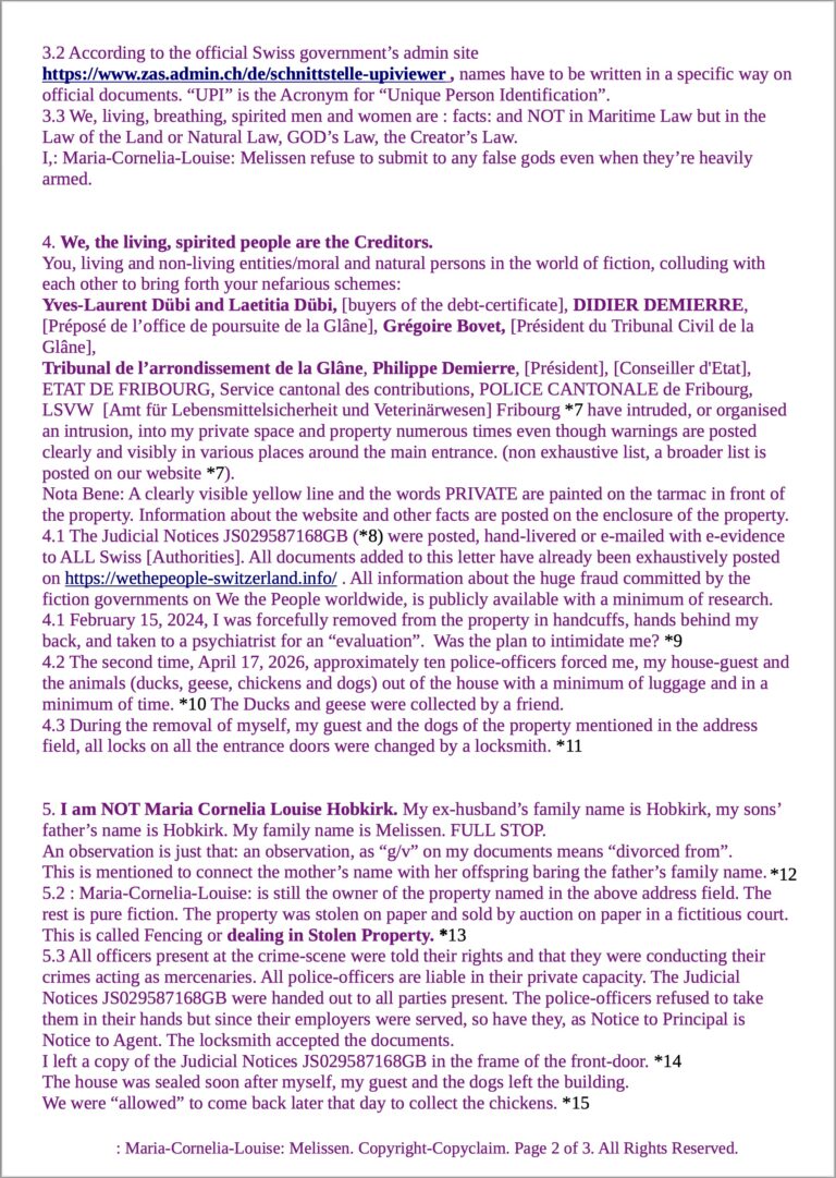 Letter to Grégoire BOVET Page 2