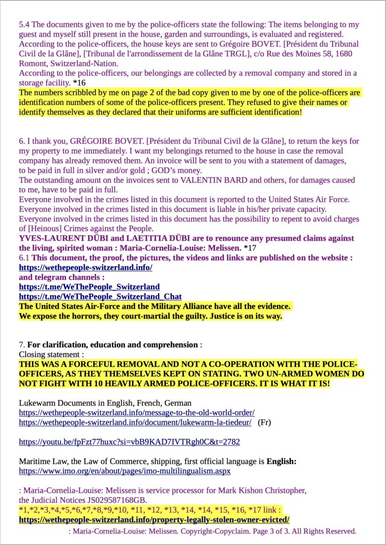 Letter to Grégoire BOVET Page 3